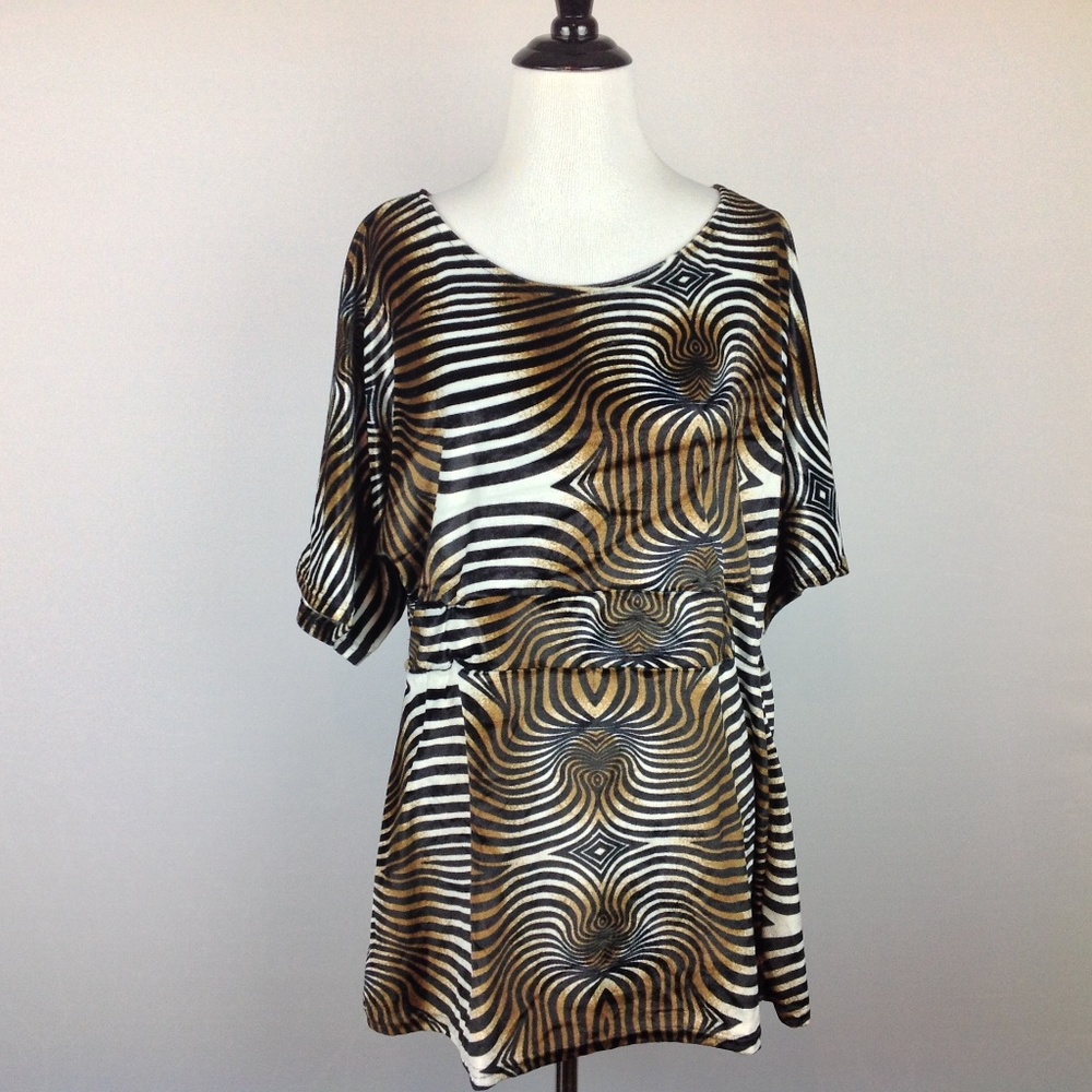 Gold Flava Top Womens 16 Abstract Stretch Velvet